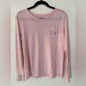 VINEYARD VINES Women’s Pink Whale Logo Long Sleeve Pocket T-Shirt Size: Medium